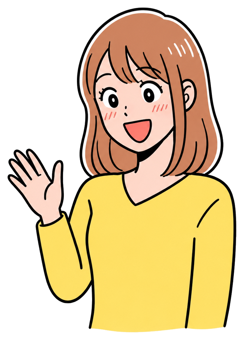 手を振る女性のイラスト
